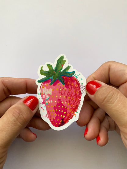 Strawberry | 3" Vinyl Sticker Decal | Waterproof  Weatherproof | Strawberry Berry Fruit Summer