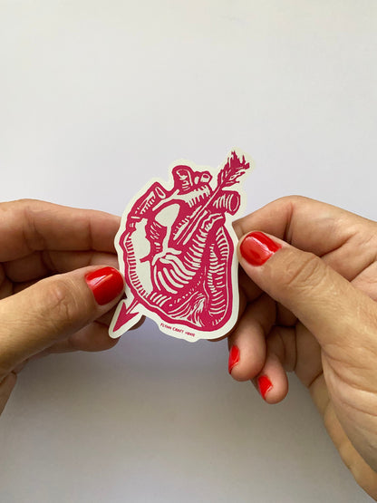 El Corazon | 3" Glossy Vinyl Sticker Decal | Waterproof  Weatherproof | Latinx Heart Love Loteria Blockprint