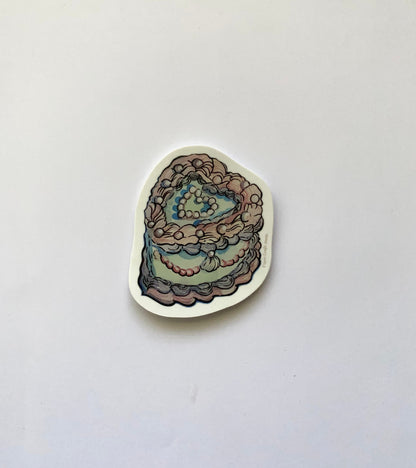 Frosted Cake | 3" Glossy Vinyl Sticker Decal | Waterproof  Weatherproof | Frosting Cake Birthday