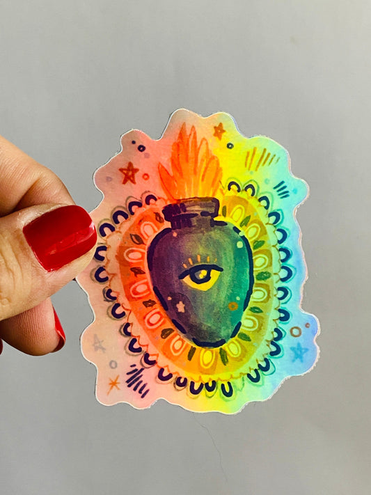 Sacred Heart | 3" Holographic Sticker Decal | Waterproof  Weatherproof | Manifestation Positivity Cosmic