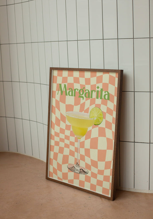 Colourful Margarita Cocktail Print - Retro, 70s Aesthetic, Bright Pastels, On Trend Fashion Prints, Bar Poster, Kitchen Prints, Funky Print