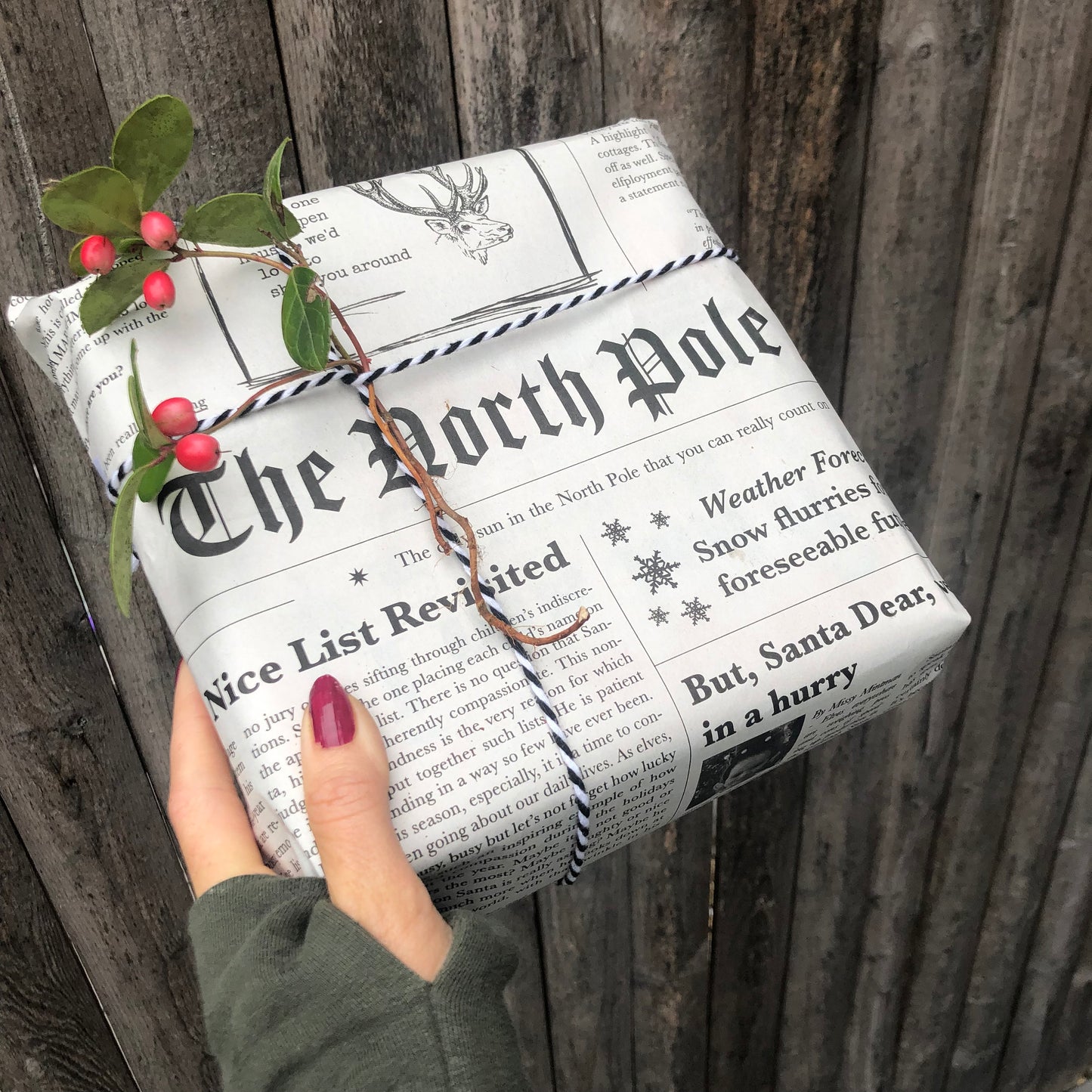 The North Pole Newspaper Gift Wrap Sheets from Santa on Christmas Eco-friendly PLASTIC FREE wrapping paper