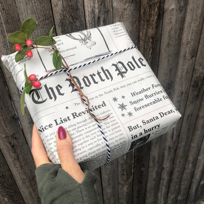 The North Pole Newspaper Gift Wrap Sheets from Santa on Christmas Eco-friendly PLASTIC FREE wrapping paper