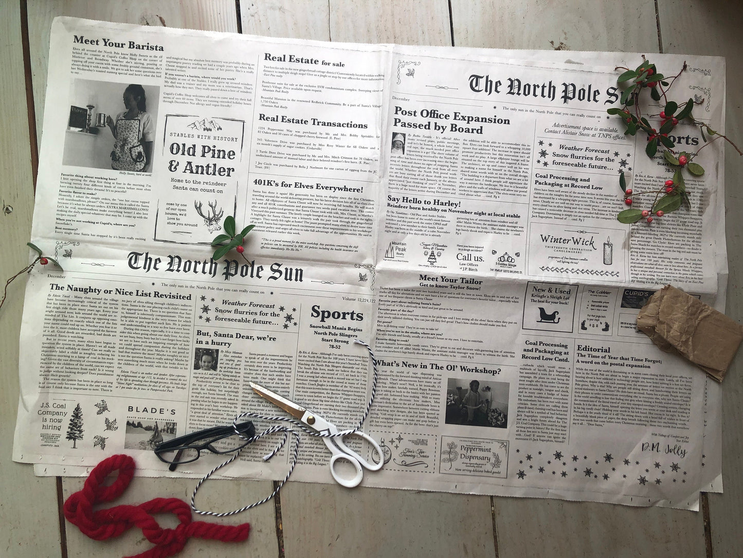 The North Pole Newspaper Gift Wrap Sheets from Santa on Christmas Eco-friendly PLASTIC FREE wrapping paper
