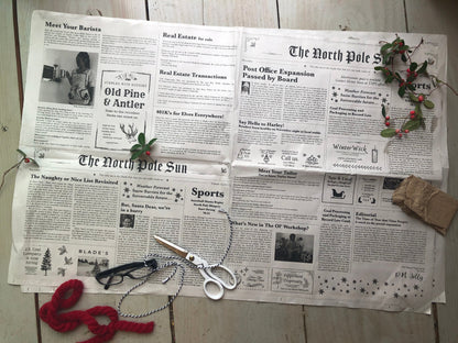 The North Pole Newspaper Gift Wrap Sheets from Santa on Christmas Eco-friendly PLASTIC FREE wrapping paper