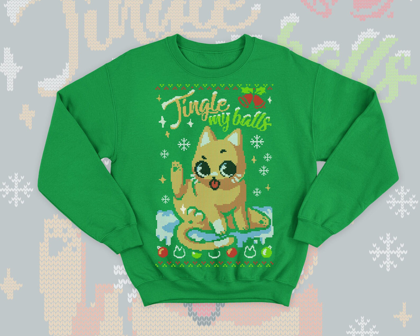 Sassy Cat Ugly Christmas - Cute kitty gift - Gingle my Balls sweatshirt - Merry Kiss my ass
