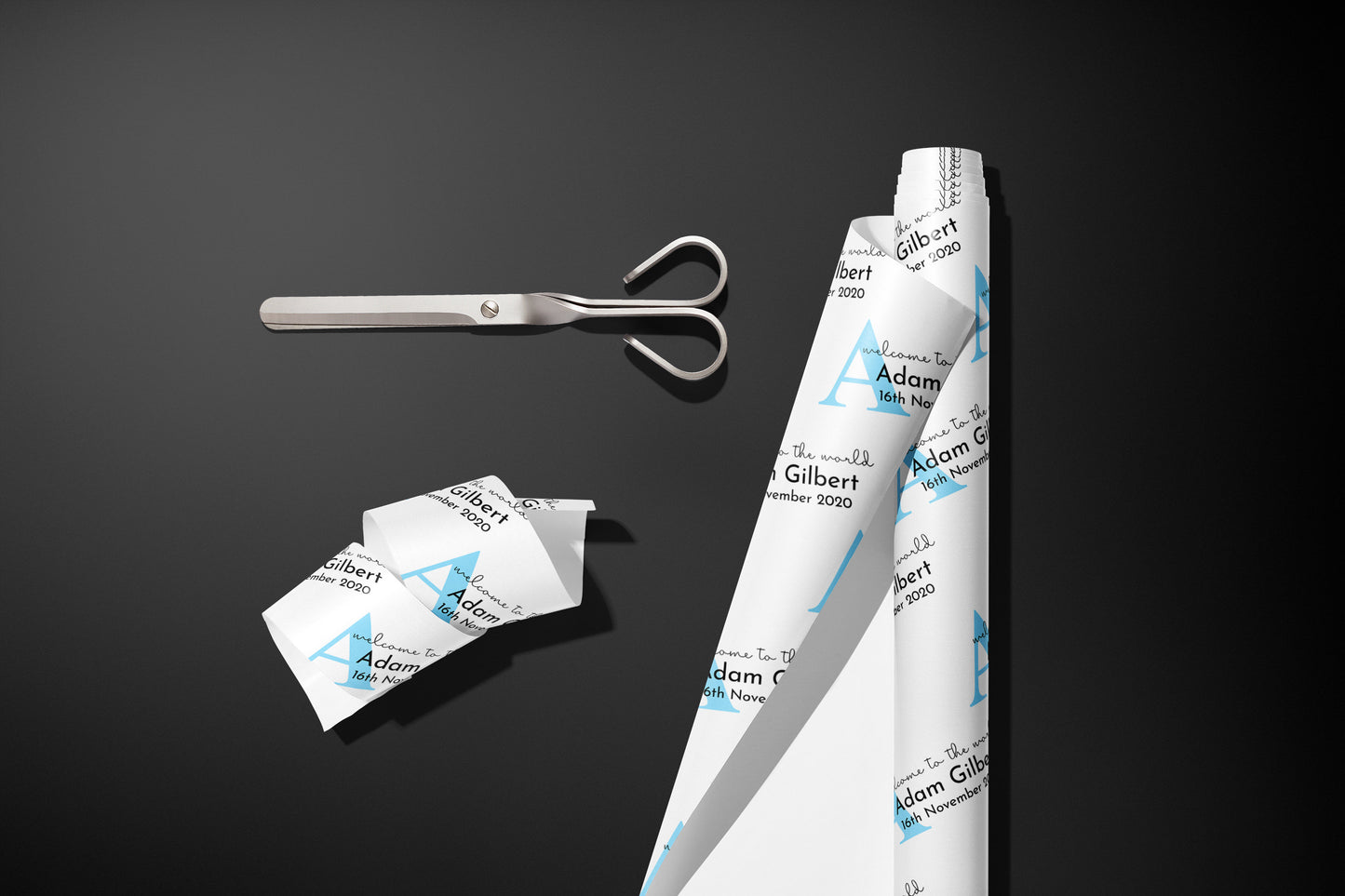 Personalised Newborn Wrapping Paper, Gift Wrap, Customised, New Born, New Baby, Baby Shower, Celebration, Boy, Blue, New Parents, Paper