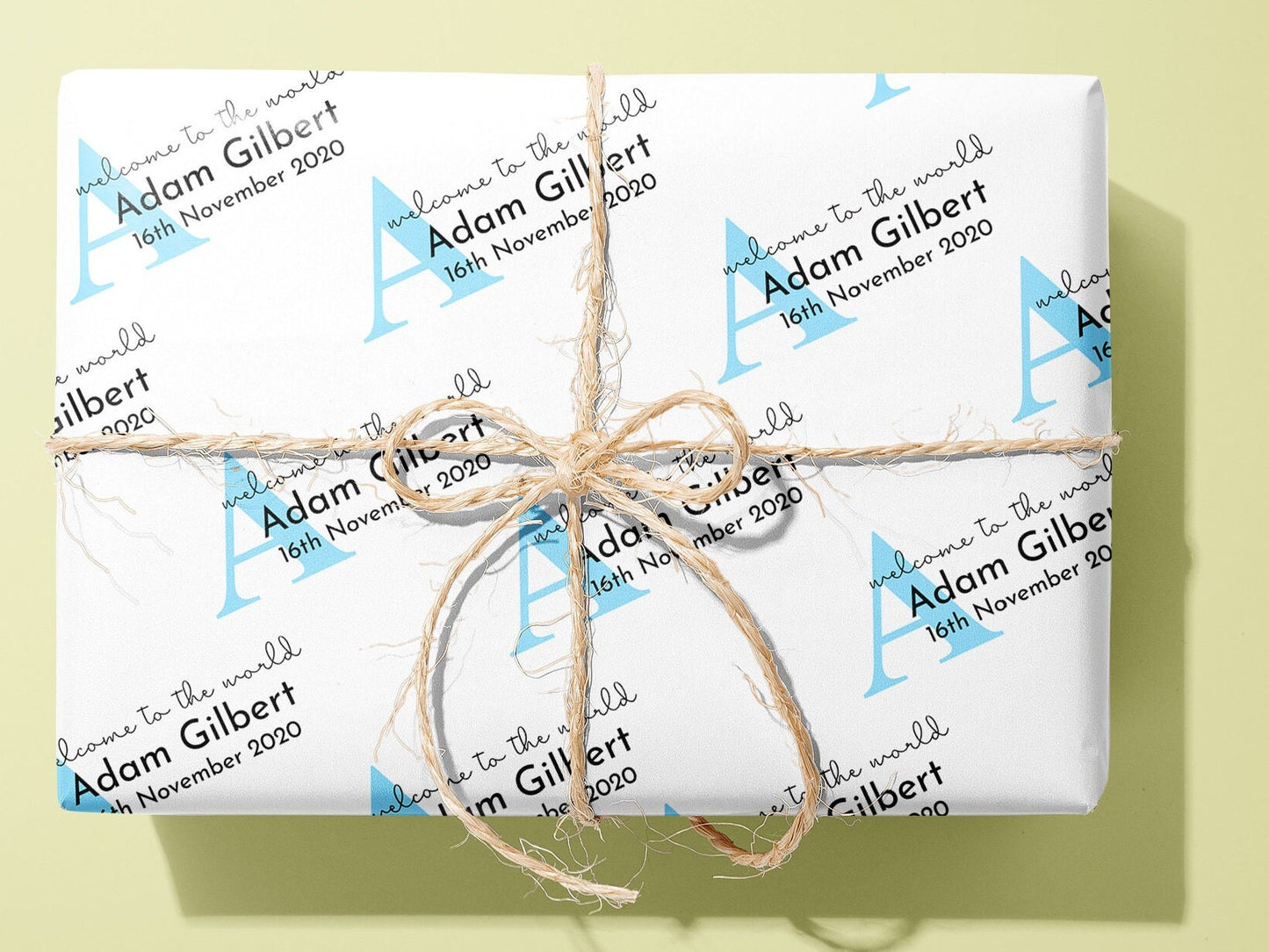 Personalised Newborn Wrapping Paper, Gift Wrap, Customised, New Born, New Baby, Baby Shower, Celebration, Boy, Blue, New Parents, Paper