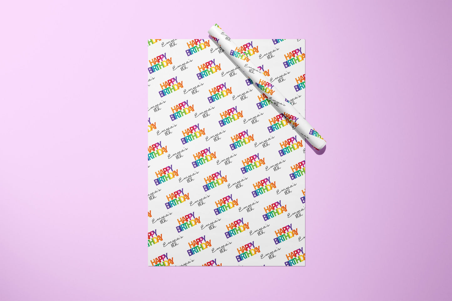 Personalised Birthday Gift Wrap, Wrapping Paper, Rainbow, You Name, Customised, Wedding, Party, Paper, Your Age, 18, 21, 30, 40, 50.