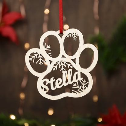 Personalized Pet Paw Ornament | Custom Dog Christmas Ornament | Cat 2025 Ornament | Dog Bone Holiday Decor
