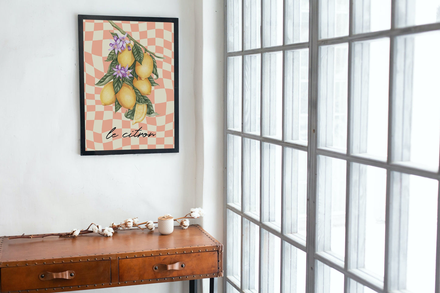 La Citron Print: Pastel Checkerboard, Retro Kitchen Art