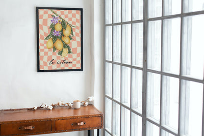 La Citron Print: Pastel Checkerboard, Retro Kitchen Art
