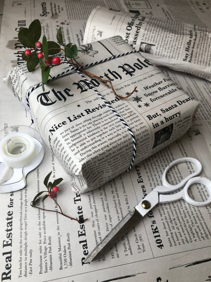 The North Pole Newspaper Gift Wrap Sheets from Santa on Christmas Eco-friendly PLASTIC FREE wrapping paper