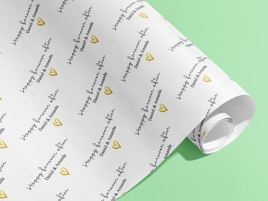 Personalised, Forever after, Surname, Wrapping Paper, Gift Wrap, Customised, Wedding, Party, Engagement, Couples, Newly Weds, Anniversary