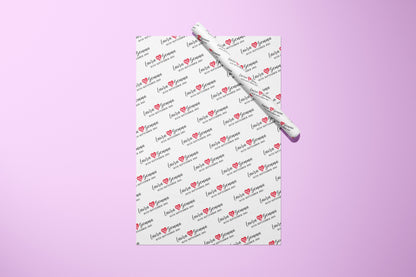 Personalised Gift Wrap, Names, Wrapping Paper, Valentines, Hearts, Customised, Wedding, Party, Engagement, Couples, Newly Weds, Anniversary