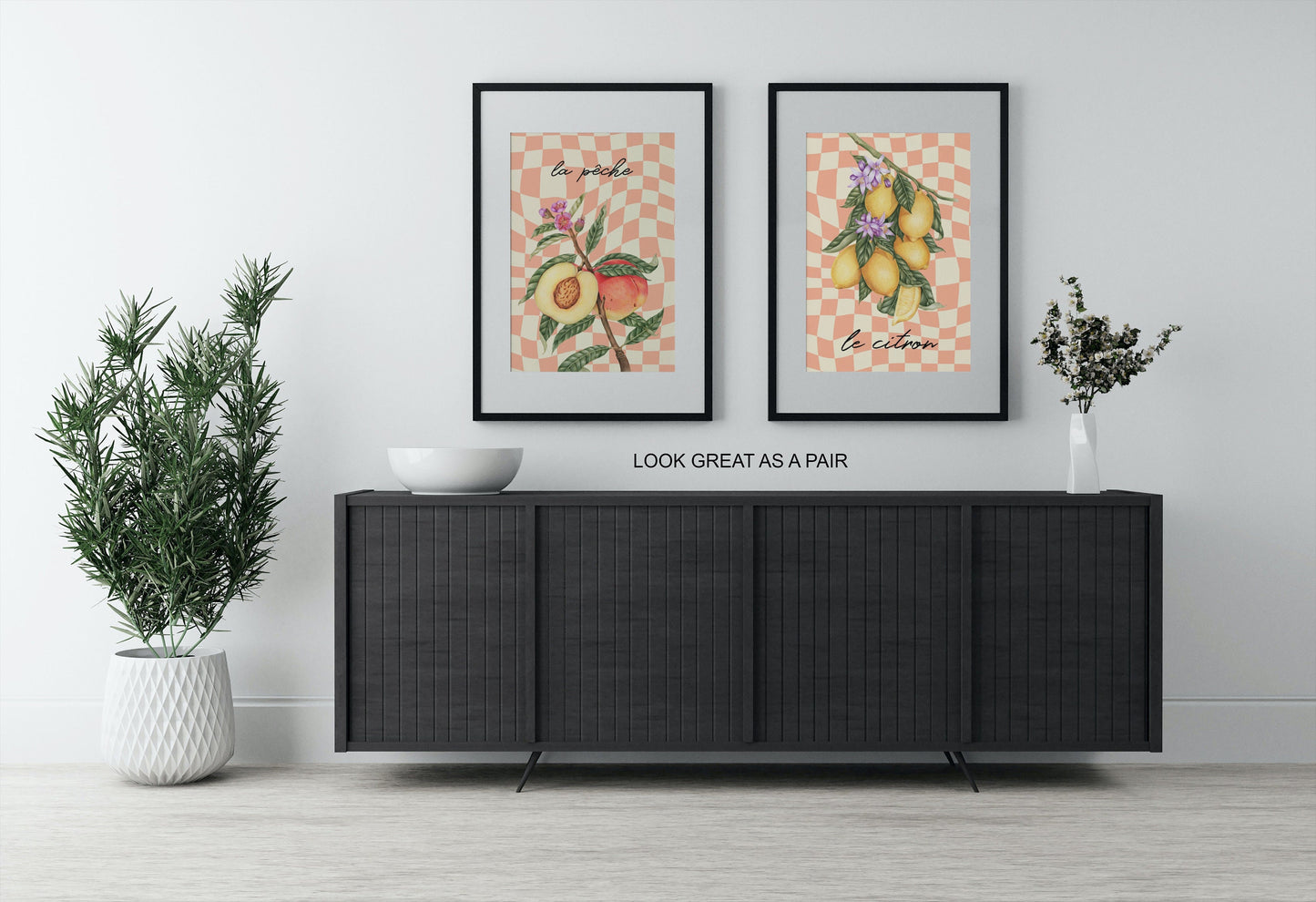 La Citron Print: Pastel Checkerboard, Retro Kitchen Art