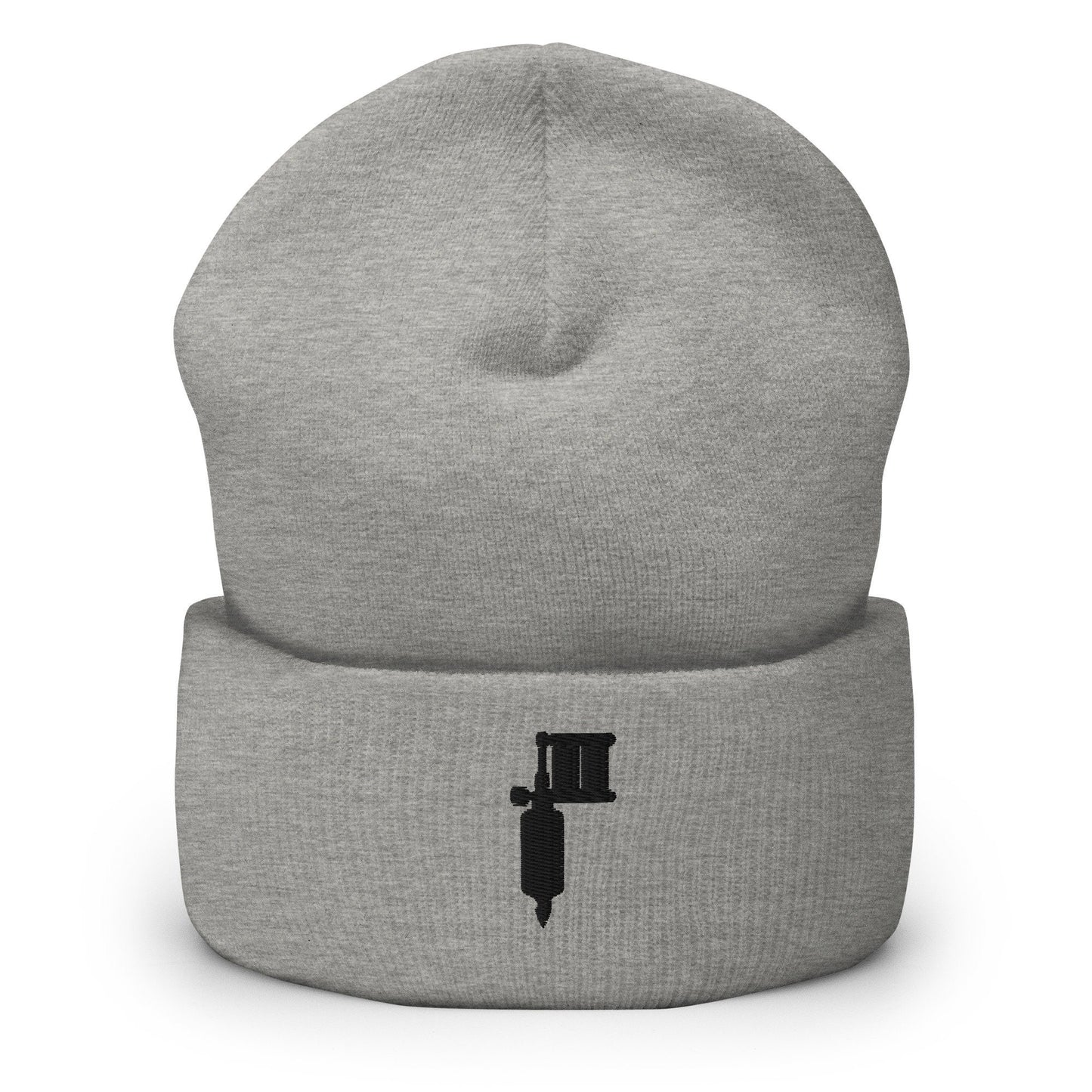 Tattoo Artist, Tattooist Tattoo Machine Embroidered Beanie, Handmade Cuffed Knit Unisex Slouchy Adult Winter Hat Cap Gift