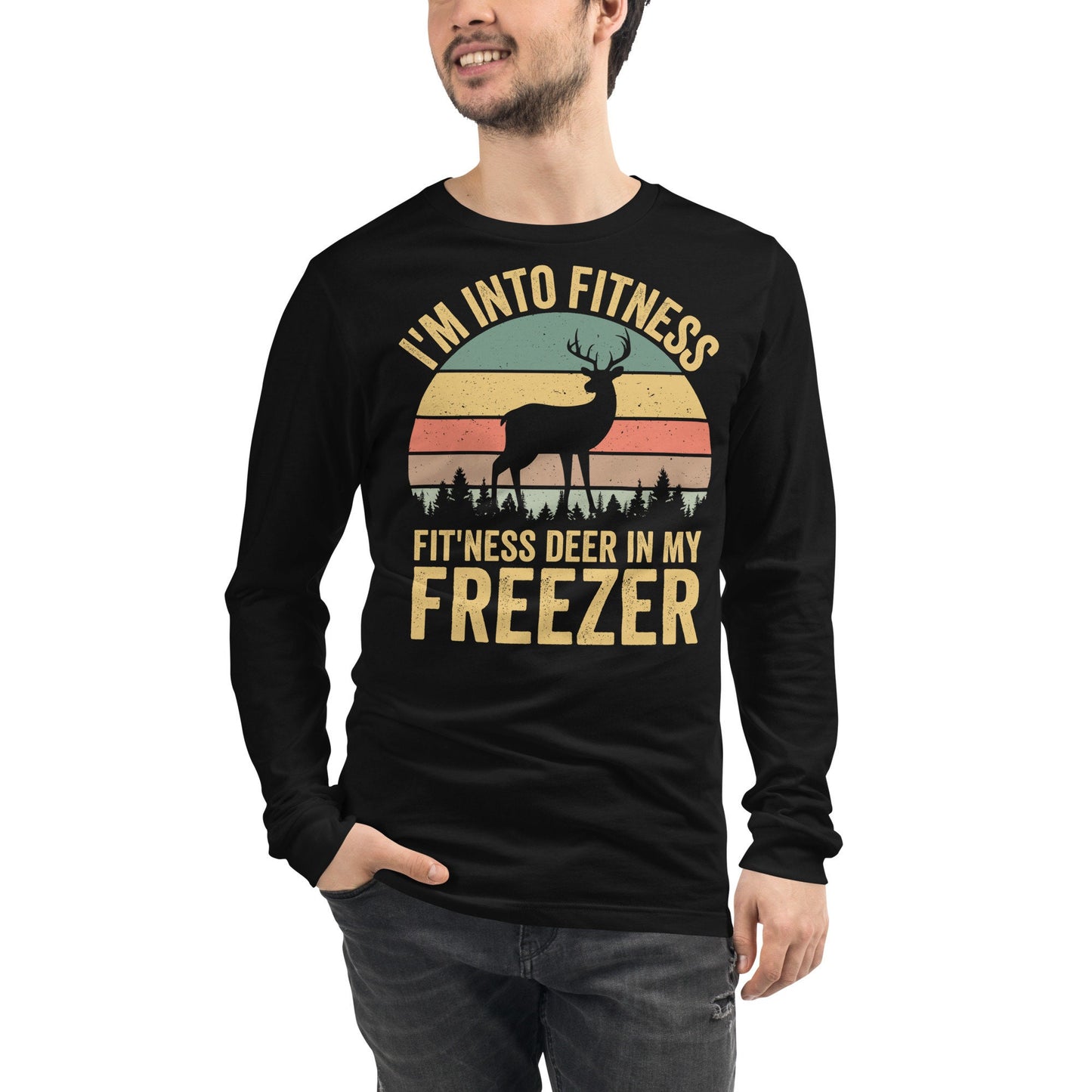 hunting long sleeve shirts, Im into fitness fitness deer in my freezer, long sleeve hunting shirt, gift for hunter for men