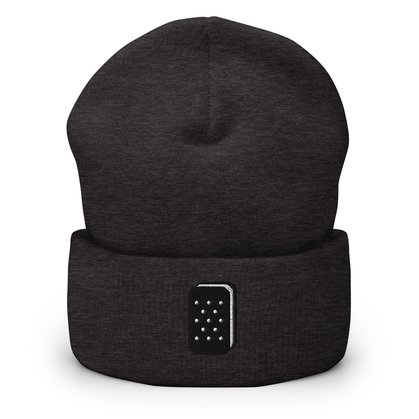 Chocolate Ice Cream Sandwich Embroidered Beanie, Handmade Cuffed Knit Unisex Slouchy Adult Winter Hat Cap Gift