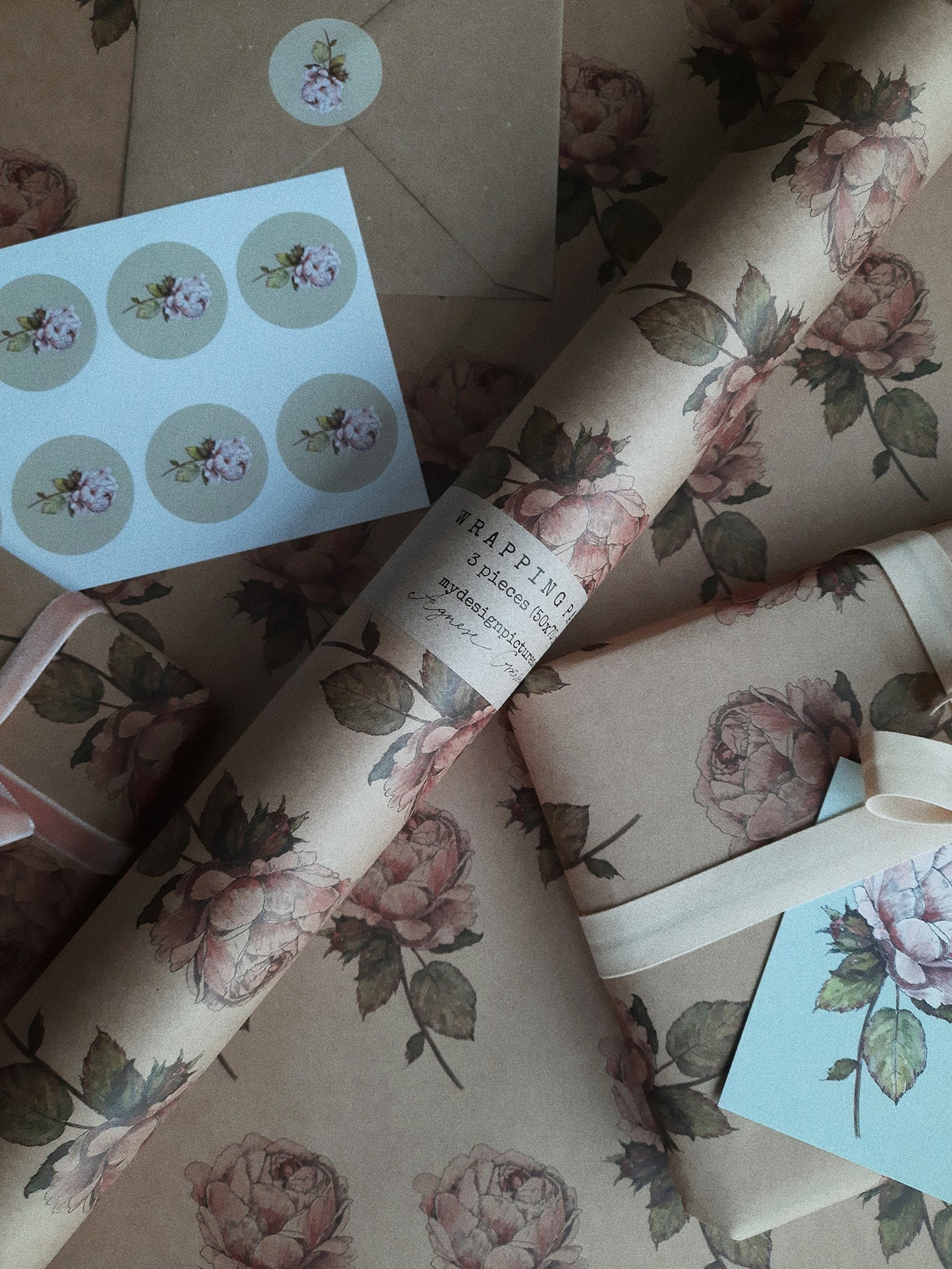 Vintage rose Wrapping paper, Gift Wrap, Wrapping, Rose Gift Warp, Wrapping paper, gift paper, floral wrapping paper, rose recycled wrappaper