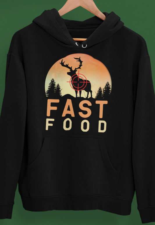 funny hunting hoodie, fast food deer hunting hoodie, buck hoodie, gift for hunter, hunting humor
