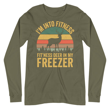 hunting long sleeve shirts, Im into fitness fitness deer in my freezer, long sleeve hunting shirt, gift for hunter for men