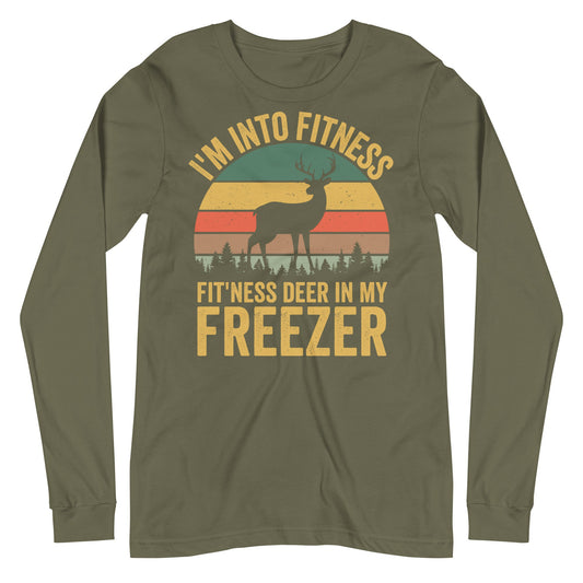 hunting long sleeve shirts, Im into fitness fitness deer in my freezer, long sleeve hunting shirt, gift for hunter for men