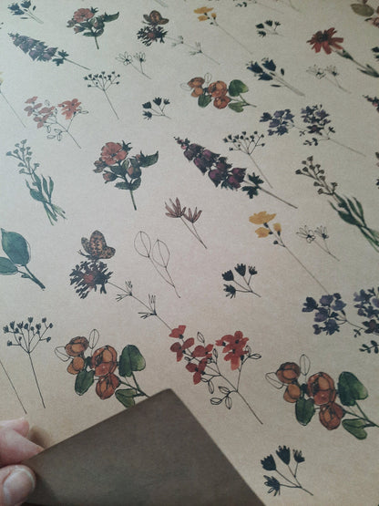 Wild flowers Wrapping paper, Gift Wrap, Wrapping, Flowers Gift Warp, Wrapping paper, gift paper, floral wrapping paper, recycled wrappaper