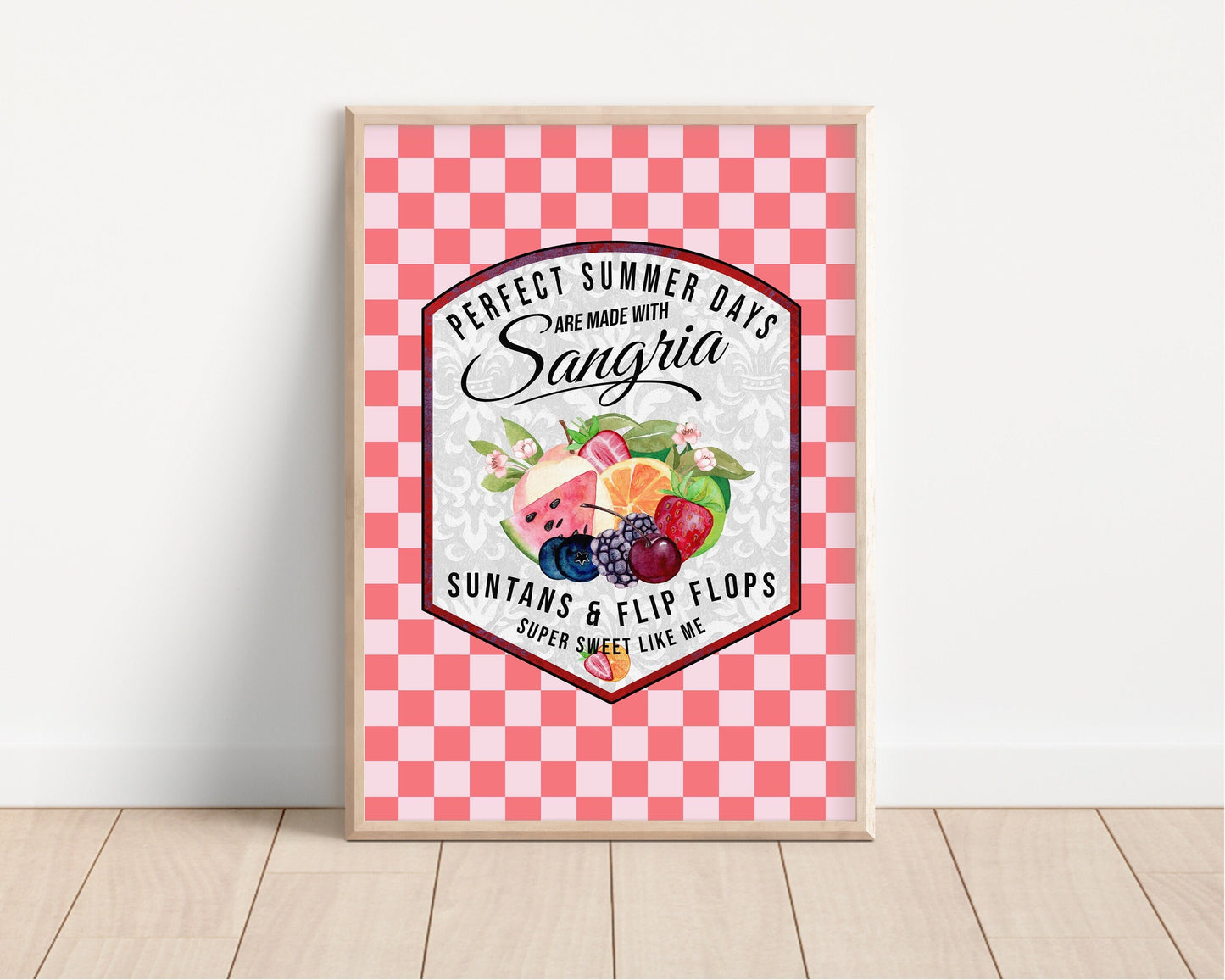 Retro Sangria Cocktail Print: 1970s Summer Bar Art