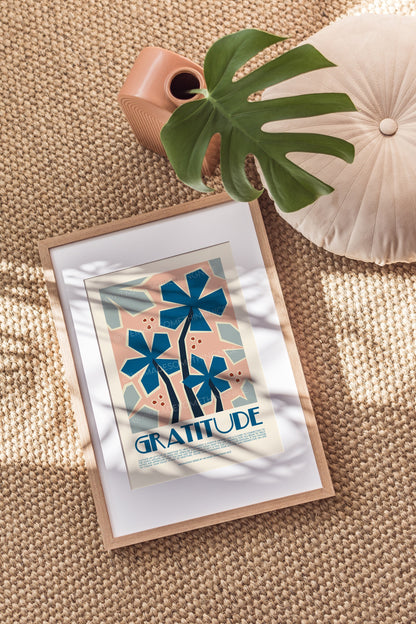 Gratitude Affirmation Print, Positive wall art, Boho Art, Yoga Art, Meditation Print, Mindfulness cards, Bedroom, Gift, Self Love Print