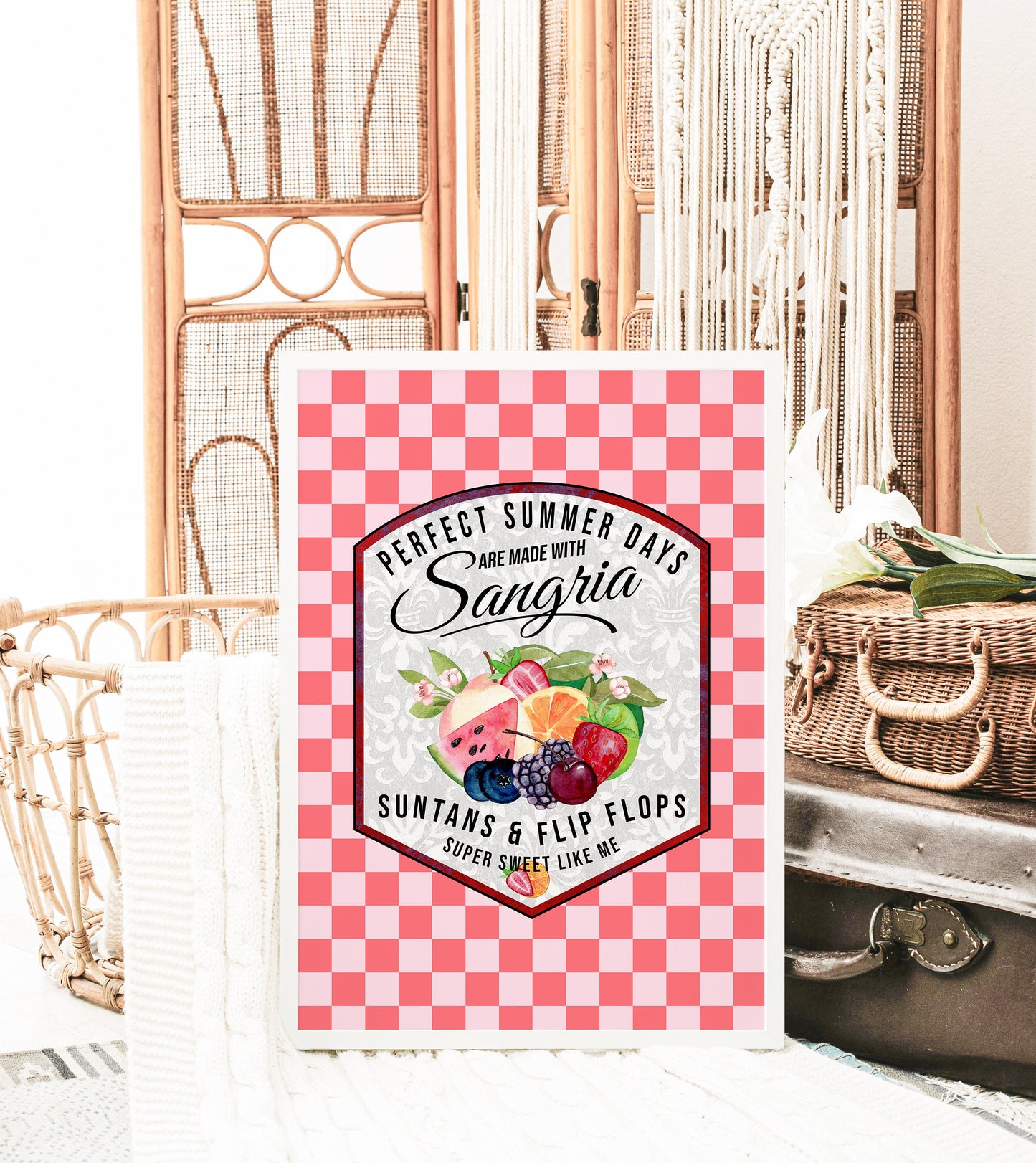 Retro Sangria Cocktail Print: 1970s Summer Bar Art