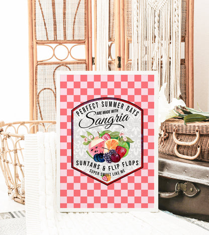 Retro Sangria Cocktail Print: 1970s Summer Bar Art