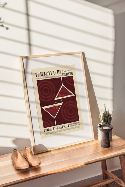 Manhattan Print, Kitchen Poster, Kitchen Print, Cocktail Poster, Cocktail Print, Kitchen Decor, Cocktail Poster, Mid Century Modern