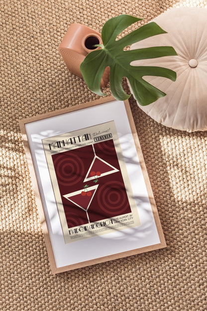 Manhattan Print, Kitchen Poster, Kitchen Print, Cocktail Poster, Cocktail Print, Kitchen Decor, Cocktail Poster, Mid Century Modern