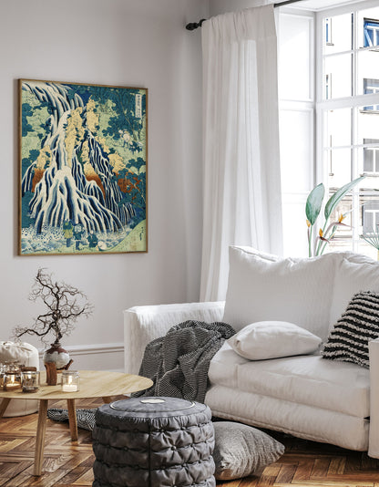 Katsushika Hokusai Poster, Kirifuri waterfall at Kurokami Mountain, Japanese Art, Vintage Poster, Katsushika Hokusai print