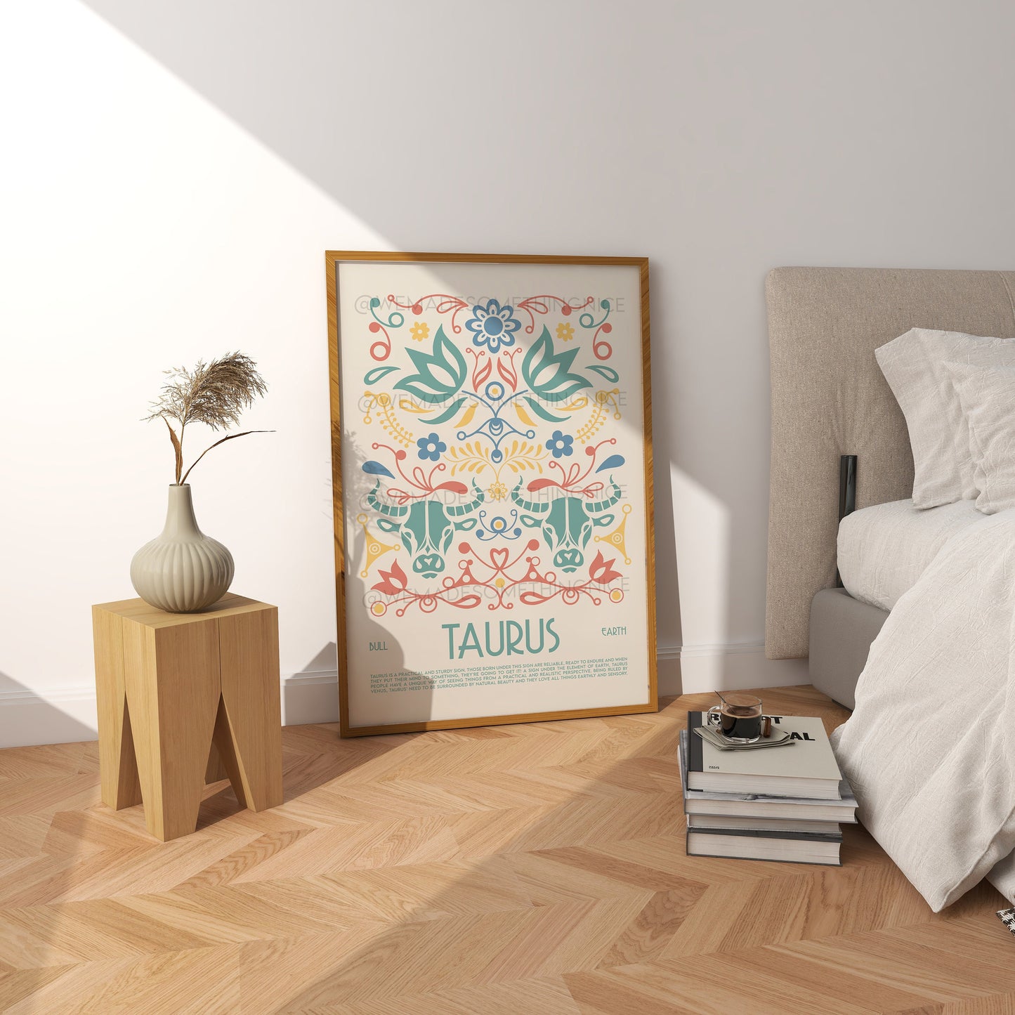 Taurus Poster, Horoscope Print, Astrological Wall Art, Tarot, Exhibition Poster, Zodiac Poster, Birthday Present, Boho,  Housewarming
