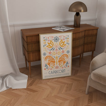 Capricorn Poster, Horoscope Print, Astrological Wall Art, Tarot, Exhibition Poster, Zodiac Poster, Birthday Present, Boho, Housewarming