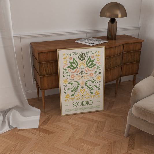 Scorpio Poster, Horoscope Print, Astrological Wall Art, Boho, Exhibition Poster, Zodiac Poster, Birthday Present, Housewarming, Bedroom