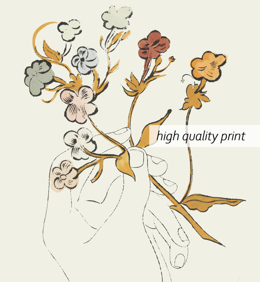 Rare Andy Warhol Flower drawing poster, Andy Warhol Flower Print, Flower Hand poster, Andy Warhol Wall art decor, Warhol Home Decor