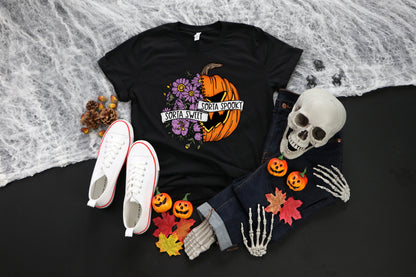 Sweet Sorta Spooky Shirt, Flower Pumpkin Shirt, Halloween PumpkinTee, Horror Shirt, Halloween Party Gift, Sarcasm Tee, Spooky Season T Shirt