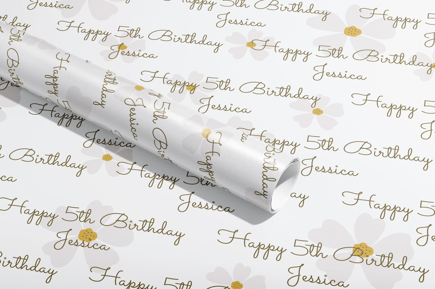 Personalised Birthday Gift Wrap, Wrapping Paper, Flowers, Your Name, Customised, Daisy's, Paper, Your Age, Pattern, Eco Friendly, Recyclable