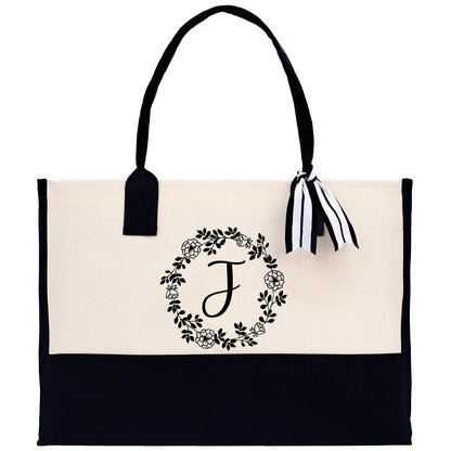 Monogram Beach Canvas Tote Bag Initial Tote Bag Letter Tote Bag Birthday Gift Personalized Tote Bag Personalized Beach Bag Monogrammed Bag
