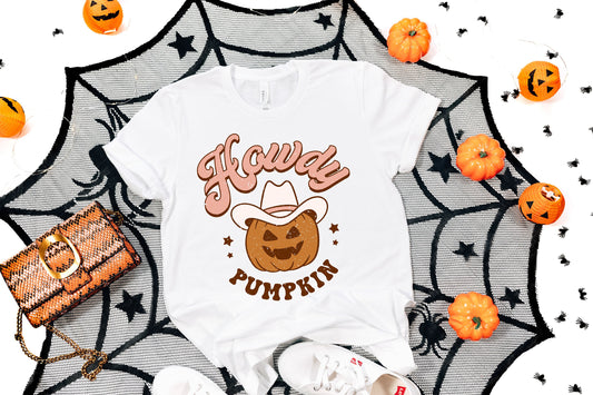 Howdy Pumpkin Halloween Shirt, Cute Women's Western Halloween Tee, Retro Halloween Sweatshirt, Cute Country Cowgirl Halloween T-Shirt