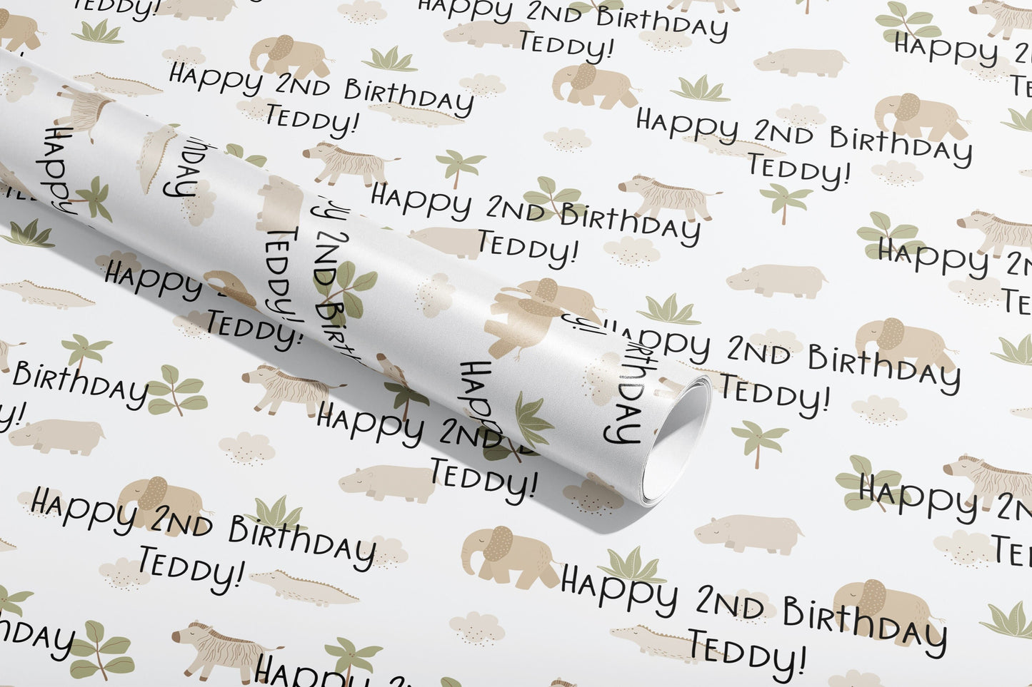 Personalised Birthday Gift Wrap, Wrapping Paper, Safari, Your Name, Customised, Animal, Paper, Your Age, Pattern, Eco friendly, Recyclable