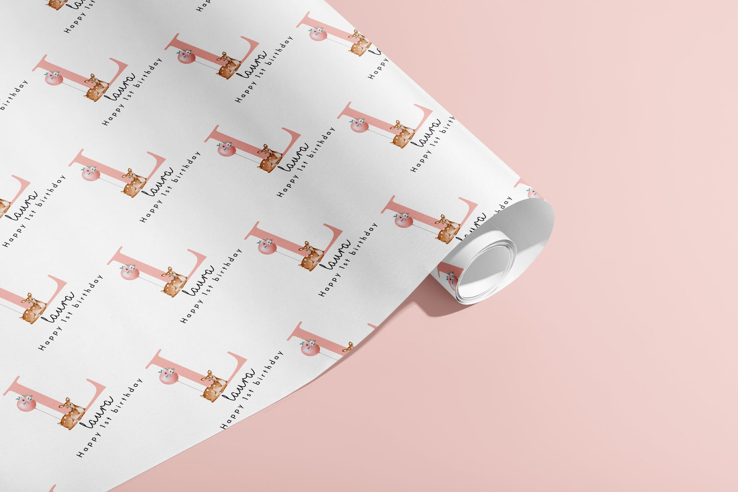 Personalised Birthday Gift Wrap, Eco Friendly, Deer, Animals, Wrapping Paper, Your Name, Initials, Customised, Party, Paper Your Age Recycle