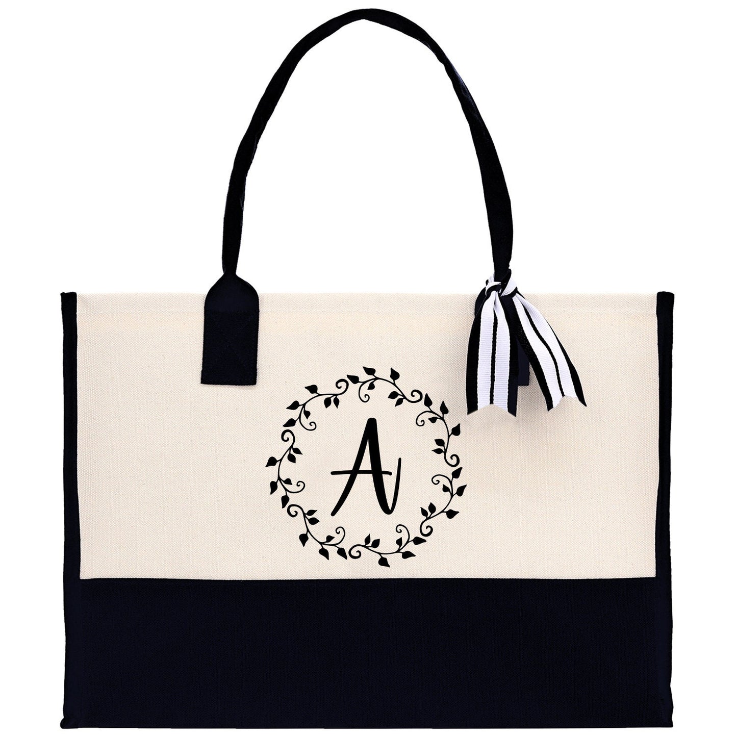 Monogram Beach Canvas Tote Bag Initial Tote Bag Letter Tote Bag Birthday Gift Personalized Tote Bag Personalized Beach Bag Monogrammed Bag