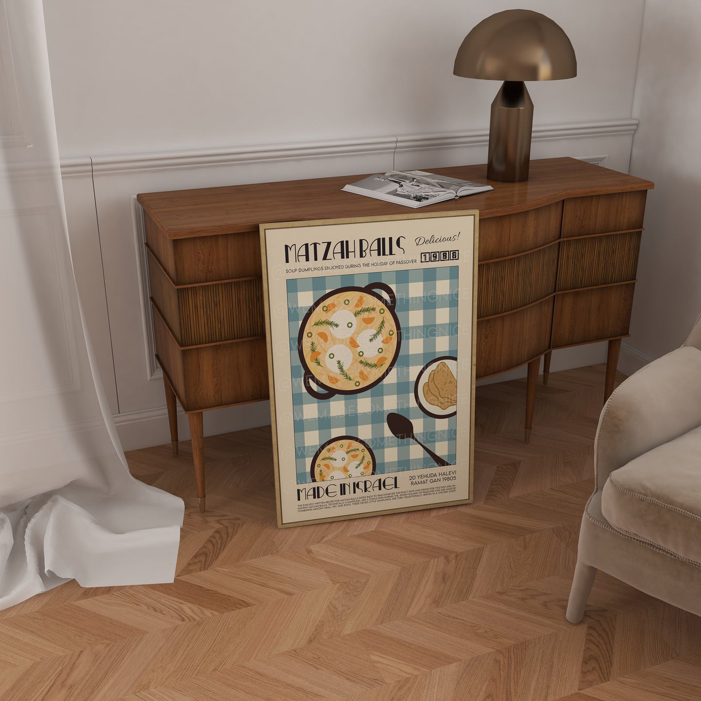 Matzah Balls Print, Kitchen Art, Kitchen Poster, Kitchen Print,  Israel Poster, Retro Art, Kitchen Decor, Food Art, Jewish Art, Israel