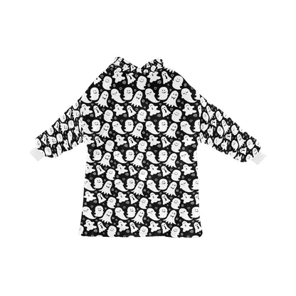 Ghosts Spooky Halloween Theme Blanket Hooded Jumper Hoodie Winter Oversized Kids Adults