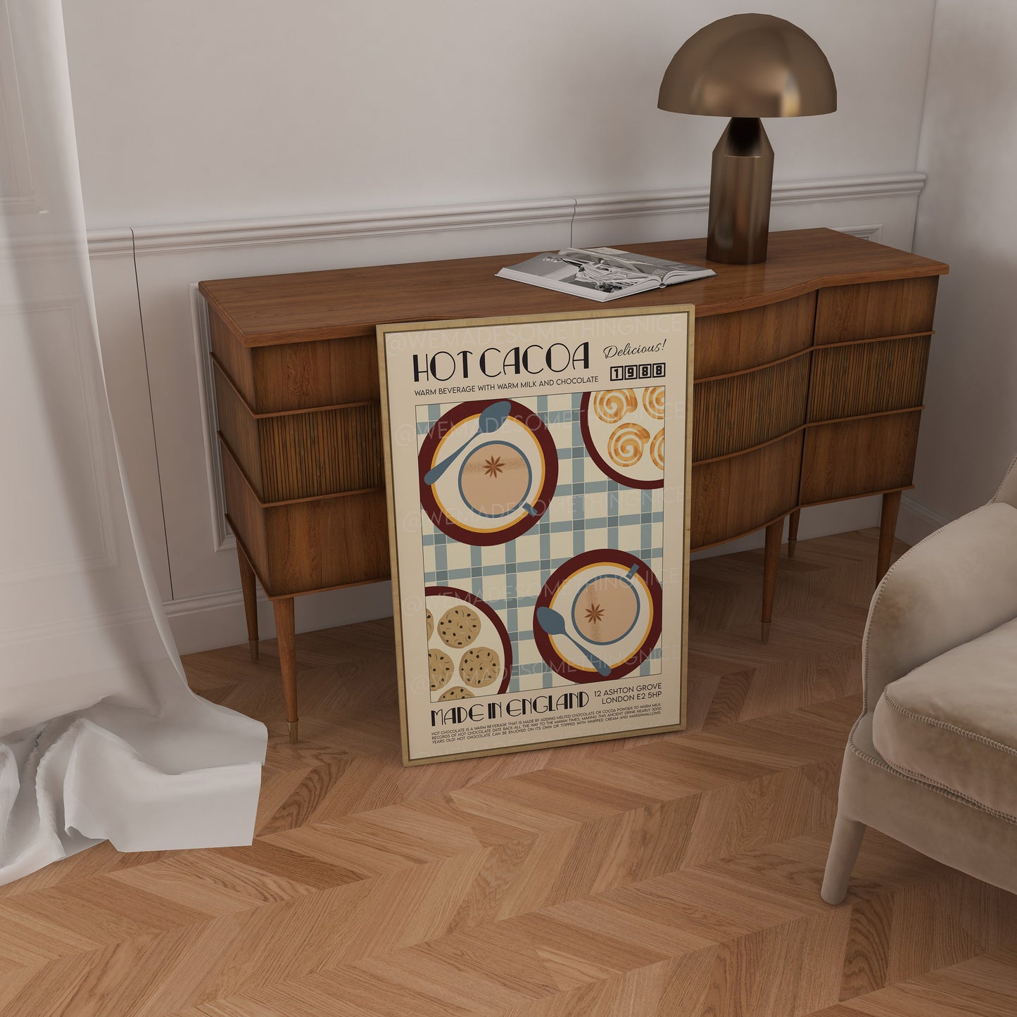 Hot Chocolate Print, Drink Poster, Modern Kitchen Decor, Retro Poster, Pop Art, Kitchen Art, Exhibition Poster, Illustration, Coffee Lover