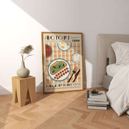 Avocado on Toast Print, Breakfast Poster, Modern Kitchen Decor, Retro Poster, Pop Art, Kitchen Art, Exhibition Poster, Illustration